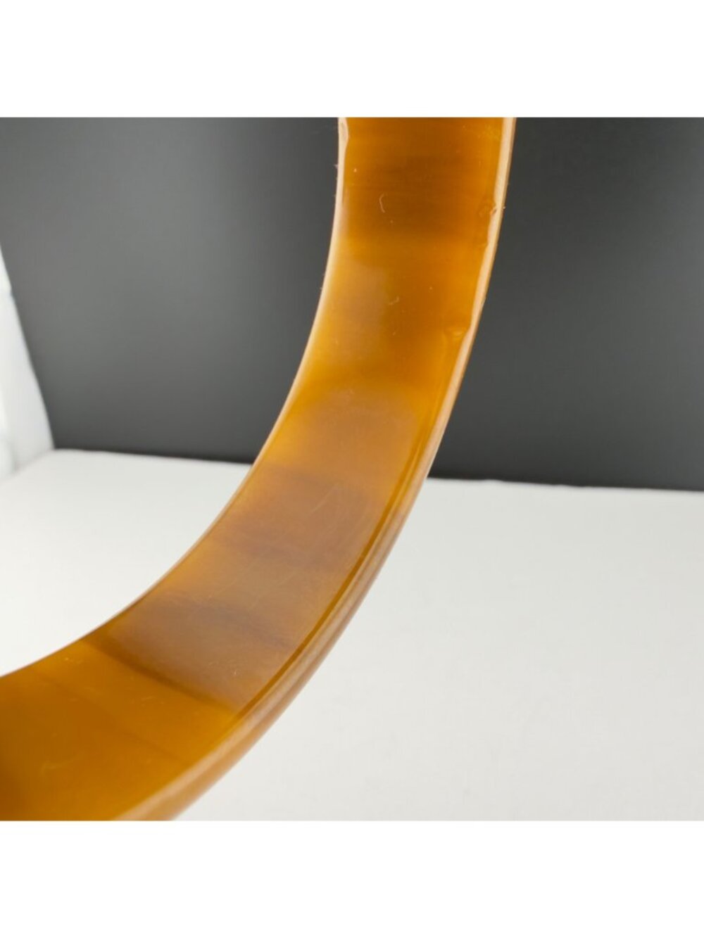 Vintage Bakelite Bangle Bracelet Caramel Marbled Chunky Wide 8 inches - Picture 5 of 9